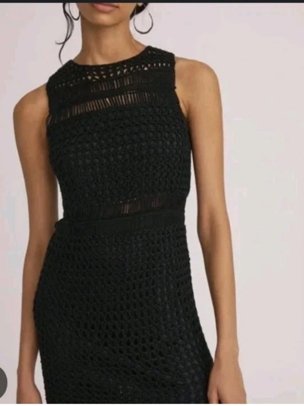 Anthropologie Line and Dot Classic Black Crochet Sheath Dress